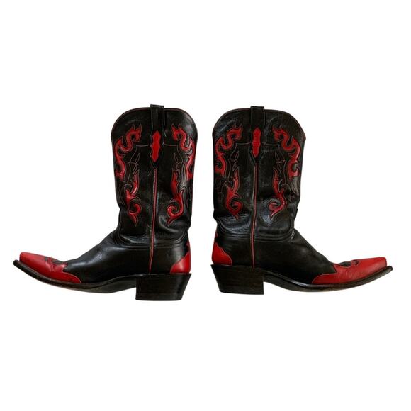 Lucchese 1883 Black and Red Western Cowboy Boots, size 8.5 - Picture 2 of 11